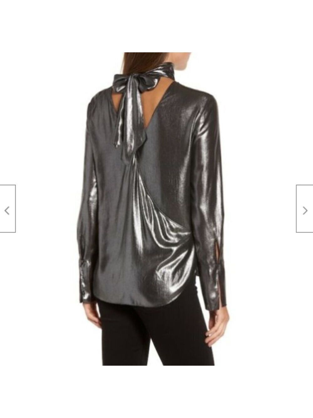 Trouve Silver Foil Metallic Tie Back Top XS